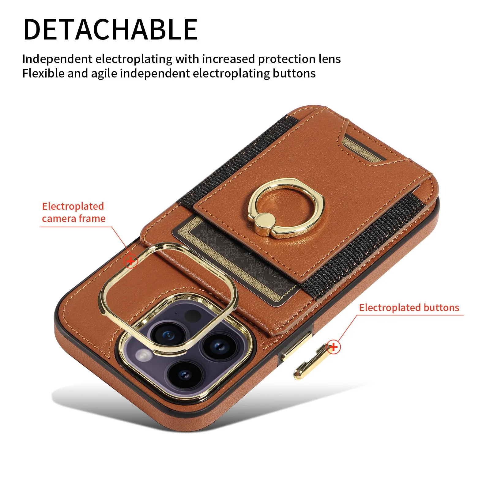 Wallet Leather Phone Case With Wallet Pocket and Ring Holder For IPhone