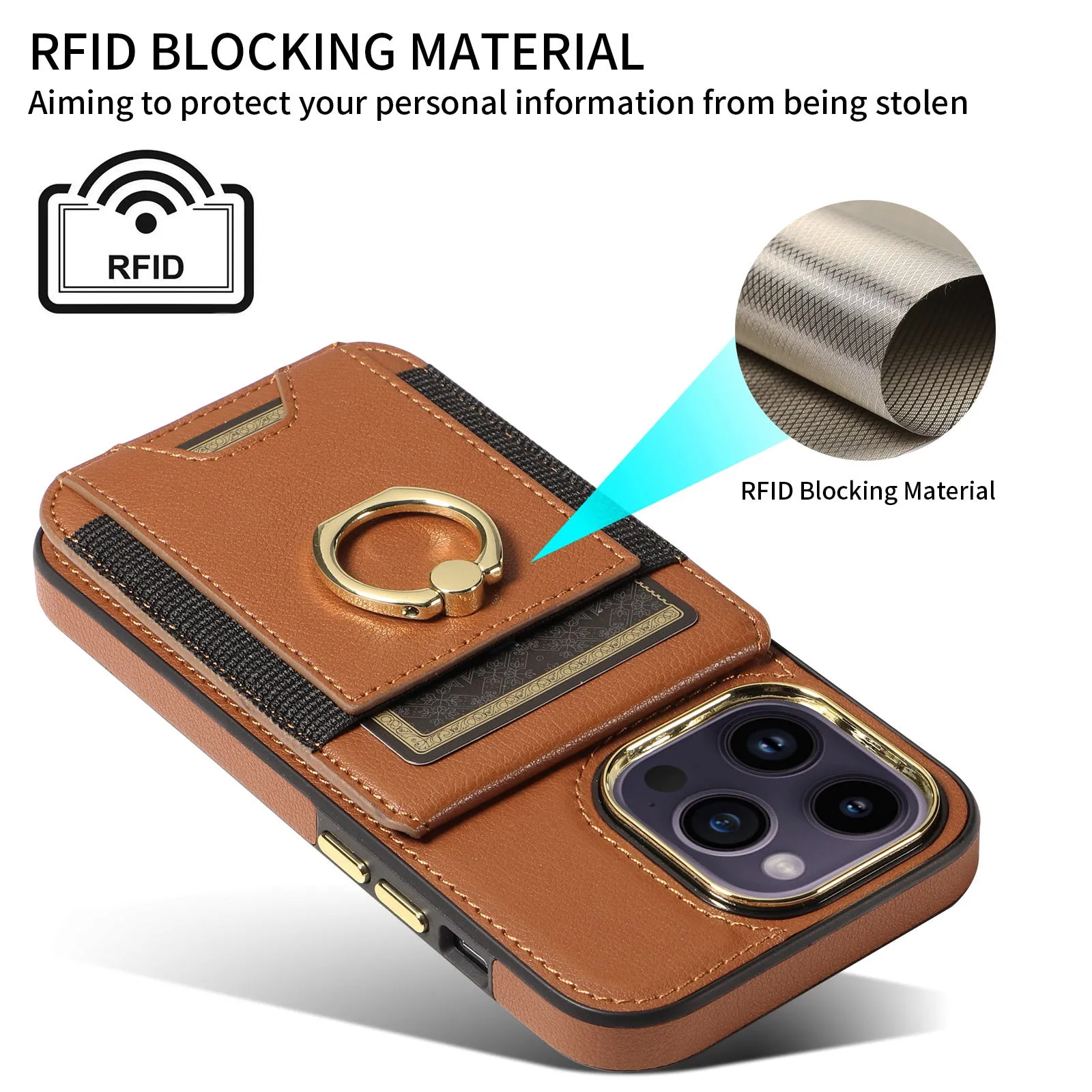 Wallet Leather Phone Case With Wallet Pocket and Ring Holder For IPhone