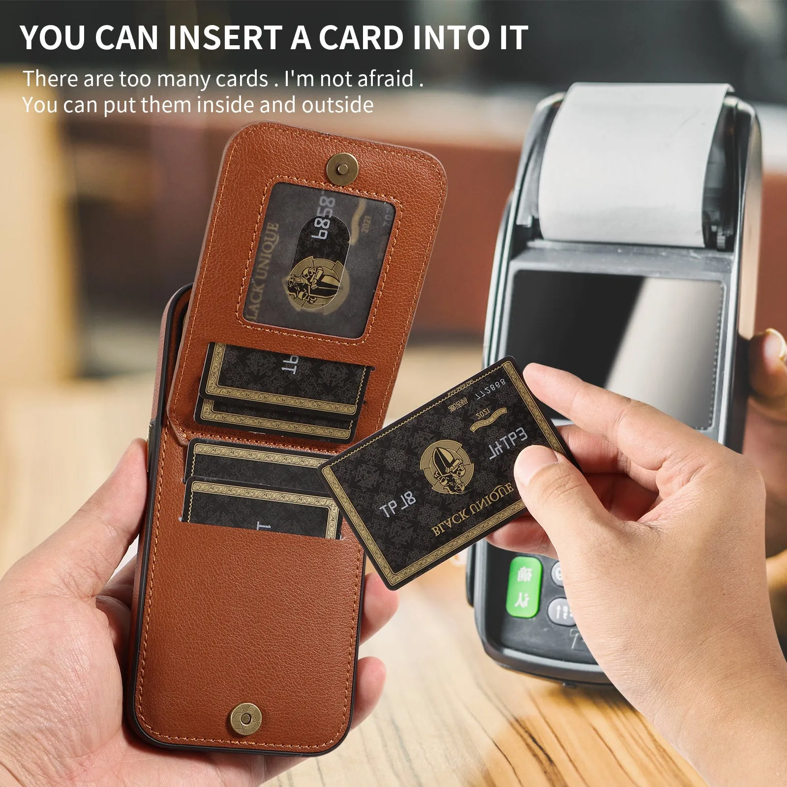 Wallet Leather Phone Case With Wallet Pocket and Ring Holder For IPhone