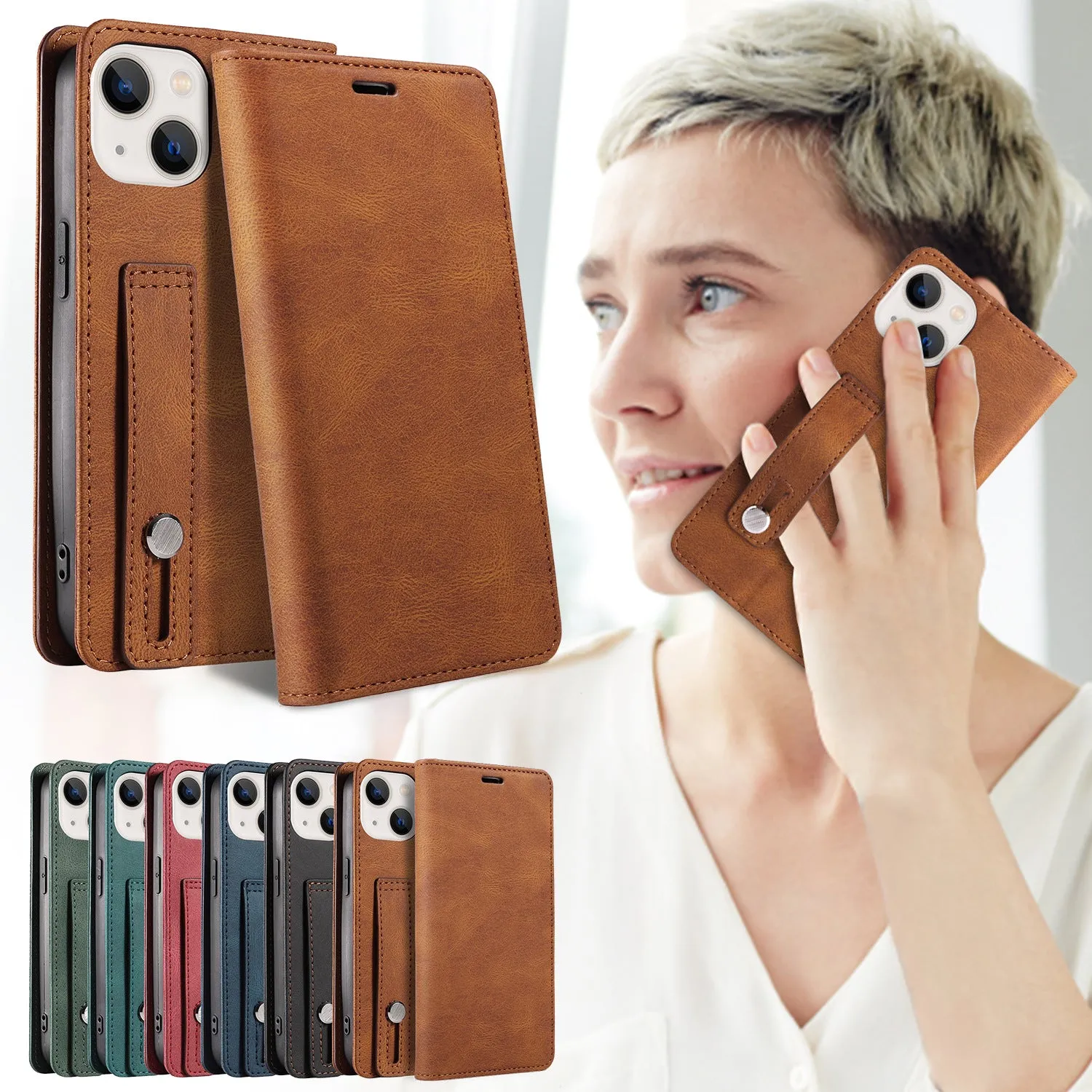 Wallet Leather Phone Case With Wallet Pocket and Ring Holder For IPhone