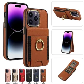 Wallet Leather Phone Case With Wallet Pocket and Ring Holder For IPhone