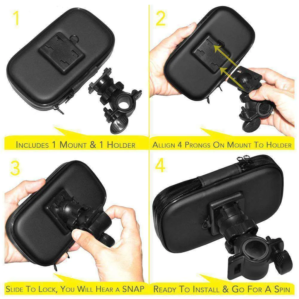 Weather Resistant 360° Rotable Bike Bicycle Handlebar Mount - Black