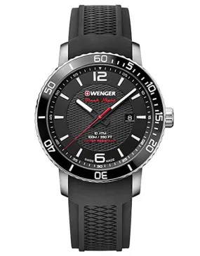 Wenger Men's Roadster Black Night Watch - Stainless Steel - Black Silicone Strap