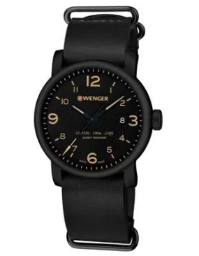 Wenger Mens Urban Metropolitan - Black PVD Case - Black Dial & Strap - Date