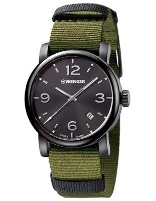 Wenger Mens Urban Metropolitan - Black PVD - Two NATO Strap Set&#44; Green & Black