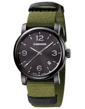 Wenger Mens Urban Metropolitan - Black PVD - Two NATO Strap Set&#44; Green & Black