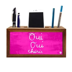 Wooden desk pen mobile organizer - Qui Pink