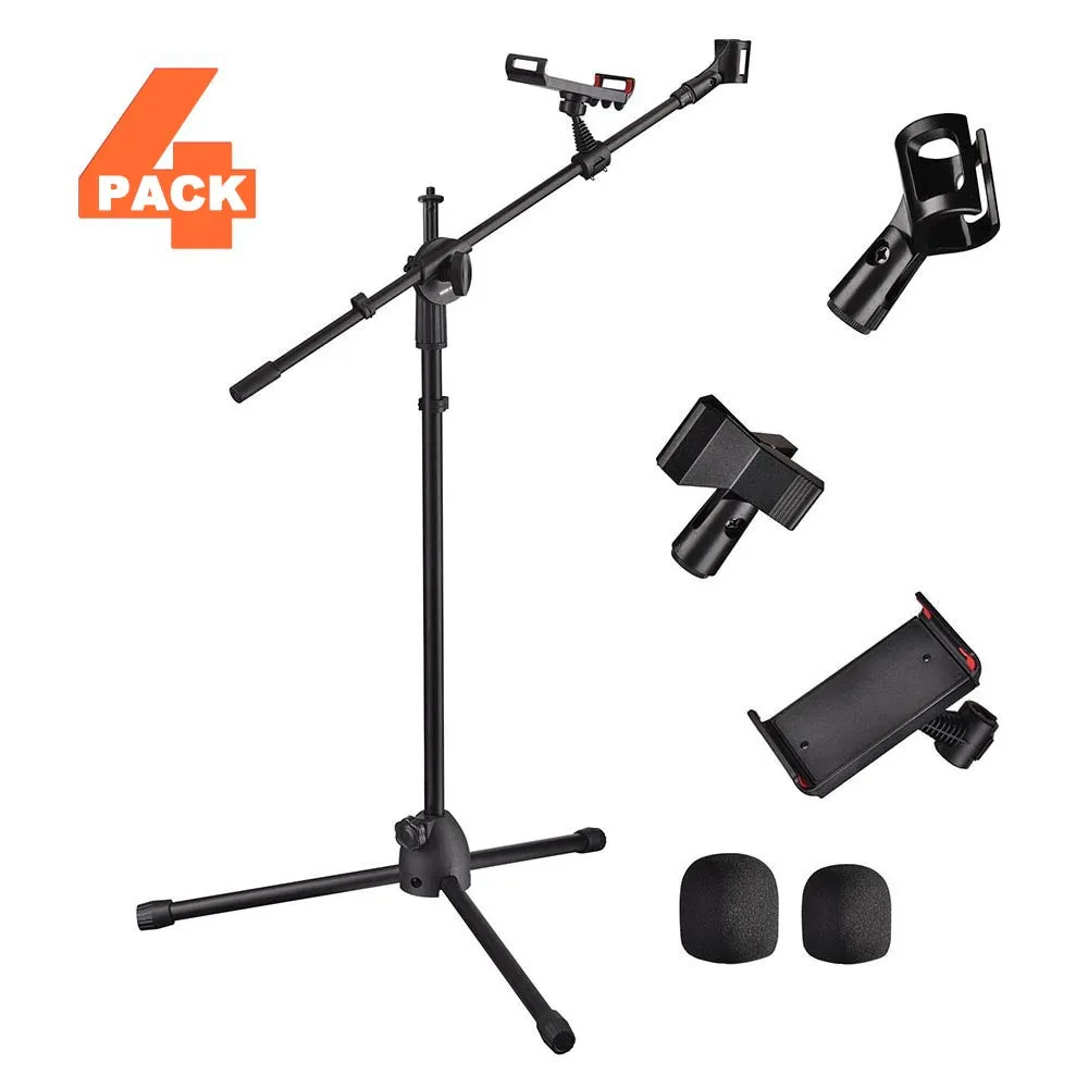 Yescom Studio Mic Stand with Boom 2 Mic Clips Phone Holder H5'11"