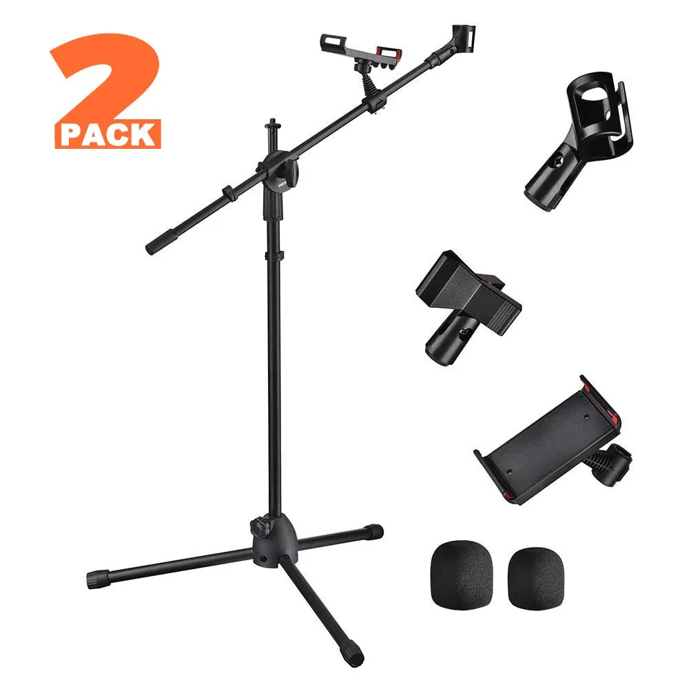 Yescom Studio Mic Stand with Boom 2 Mic Clips Phone Holder H5'11"