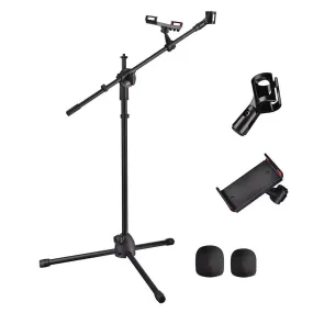 Yescom Studio Mic Stand with Boom Mic Clip Phone Holder H5'11"