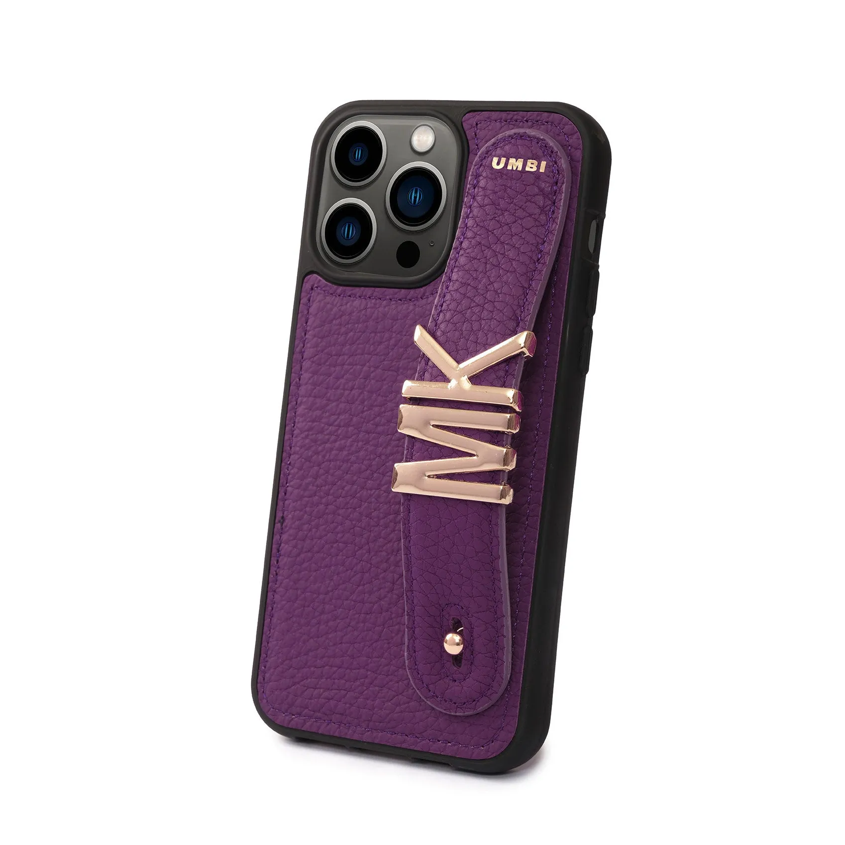 YOUZ. Personalized Leather iPhone Case - Purple/Gold