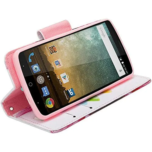 ZTE Ultra Case | ZTE Quest | ZTE Uhura Case, Wrist Strap Magnetic Flip Fold[Kickstand] Pu Leather Wallet Case with ID & Credit Card Slots for ZTE Ultra/Quest/Uhura - Vivid Sunflower