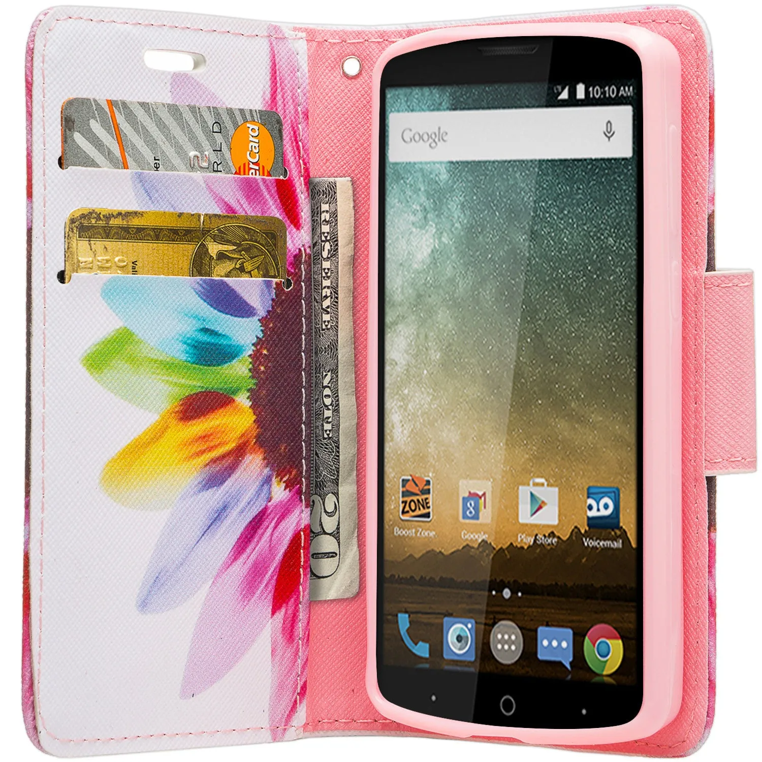 ZTE Ultra Case | ZTE Quest | ZTE Uhura Case, Wrist Strap Magnetic Flip Fold[Kickstand] Pu Leather Wallet Case with ID & Credit Card Slots for ZTE Ultra/Quest/Uhura - Vivid Sunflower