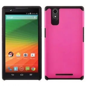 ZTE ZMAX Case , ZTE ZMAX  Slim Hybrid Dual Layer Case - Hot Pink/Black